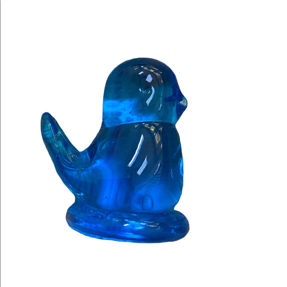 💙Leo Ward Blue Bird of Happiness 1999 Vintage USA Glass Figurine Artist Signed